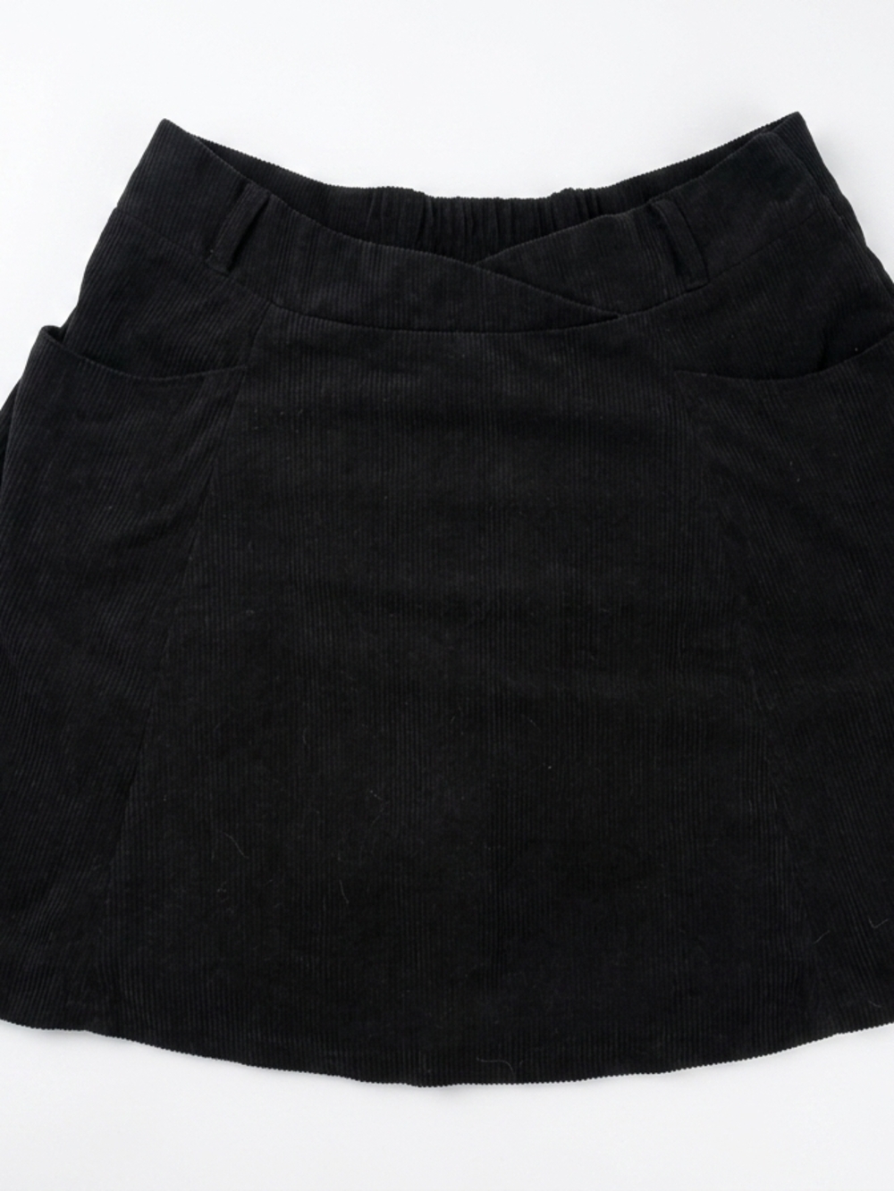 bella Poque Large Black Corduroy A-Line Mini Skirt